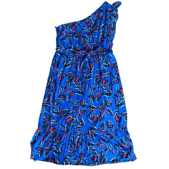 COLLECTIVE CONCEPTS Women’s Size Medium Blue Floral One Shoulder Midi Dress NWOT - Picture 1 of 6